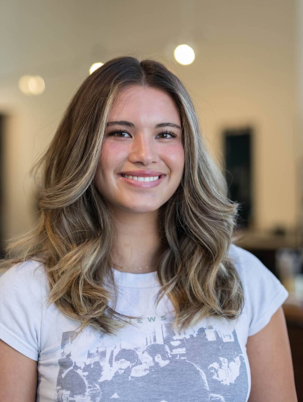 Warm brunette balayage blowout by Pursuit Salon in Los Altos